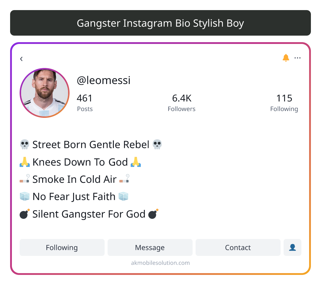 Gangster Instagram Bio Stylish Boy - best instagram bio for boy
