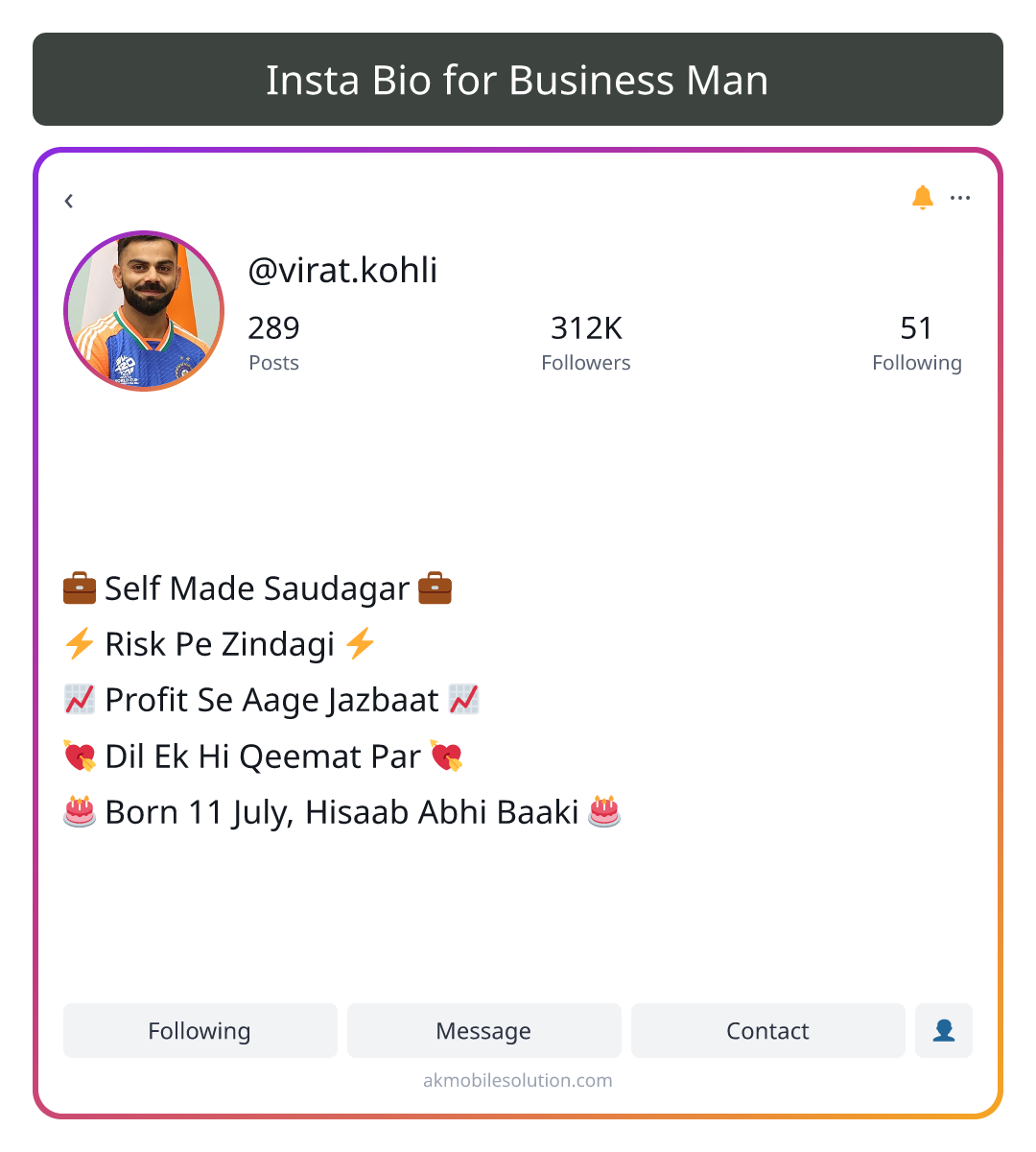 Insta Bio for Business Man