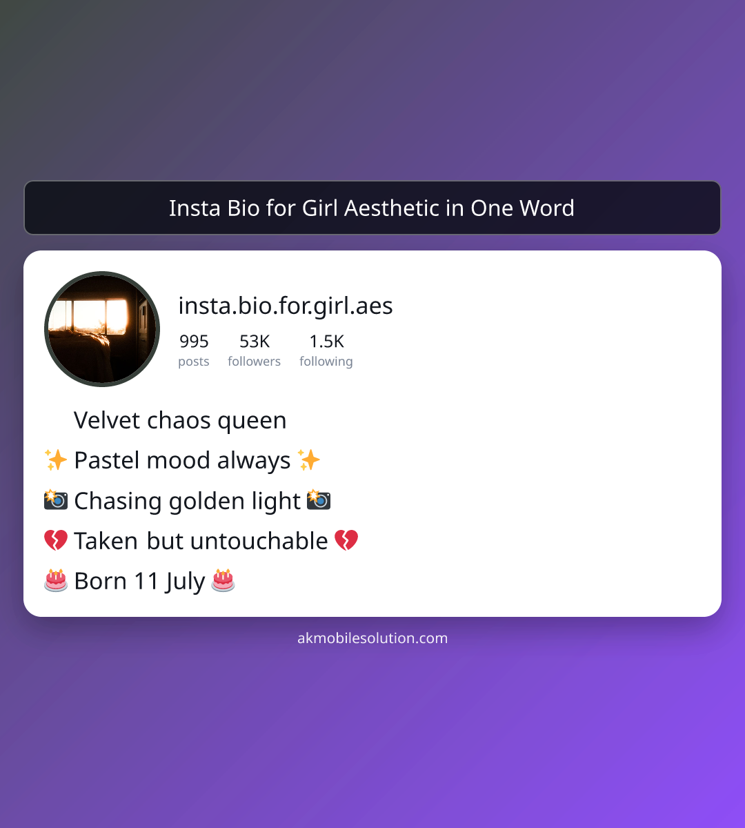 Insta Bio for Girl Aesthetic in One Word