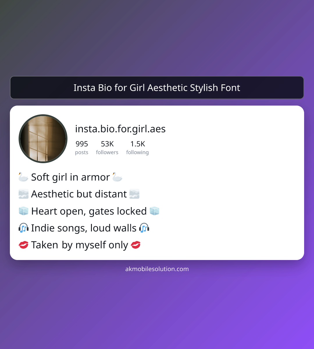 Insta Bio for Girl Aesthetic Stylish Font
