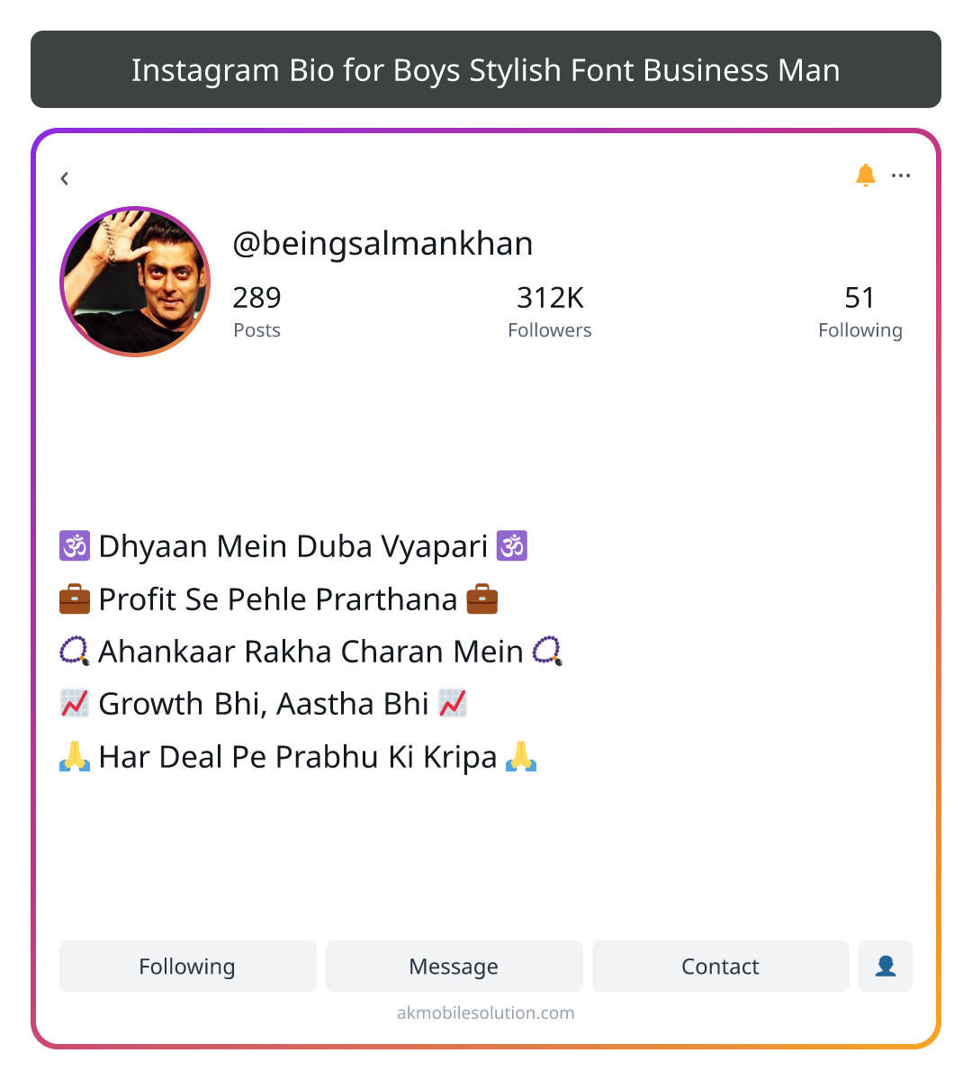 Instagram Bio for Boys Stylish Font Business Man - insta bio for business man