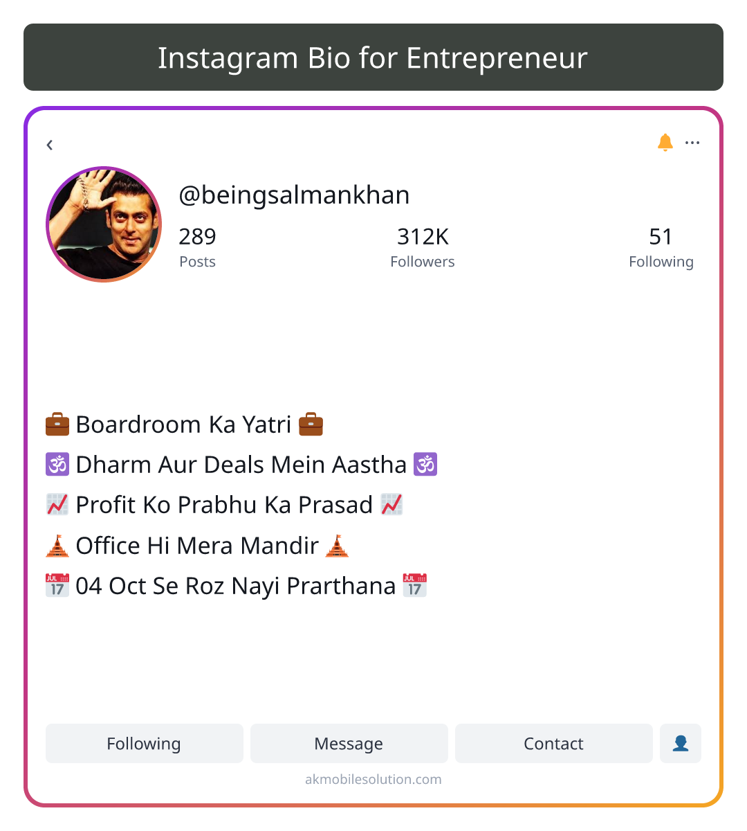 Instagram Bio for Entrepreneur - insta bio for business man