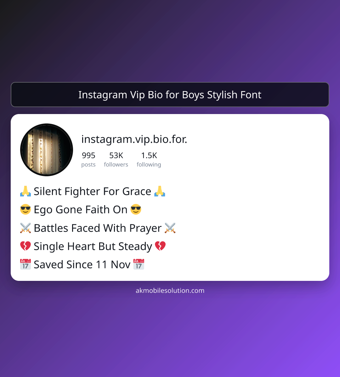 Instagram Vip Bio for Boys Stylish Font